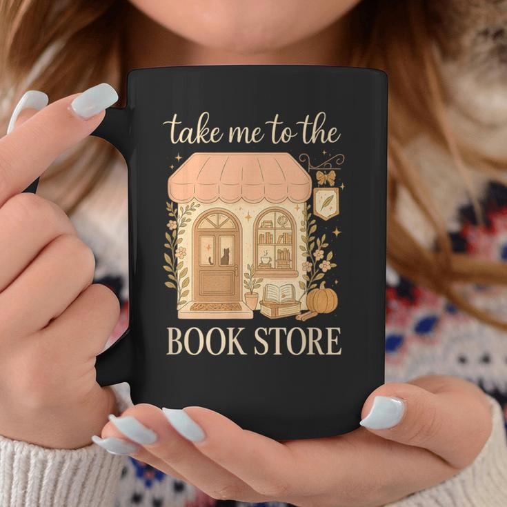 Take Me To The Book Store Cozy Bookshop Cat Aesthetic Graphic Print Coffee Mug Unique Gifts
