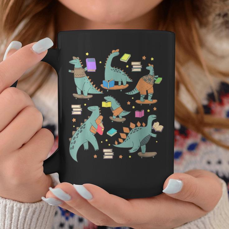 Bookish Dinosaur Animal Lover Book School Librarian Graphic Print Coffee Mug Unique Gifts
