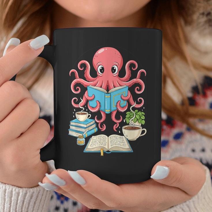 Bookish Octopus Reading Books And Coffee Literary Lover Art Graphic Print Coffee Mug Unique Gifts