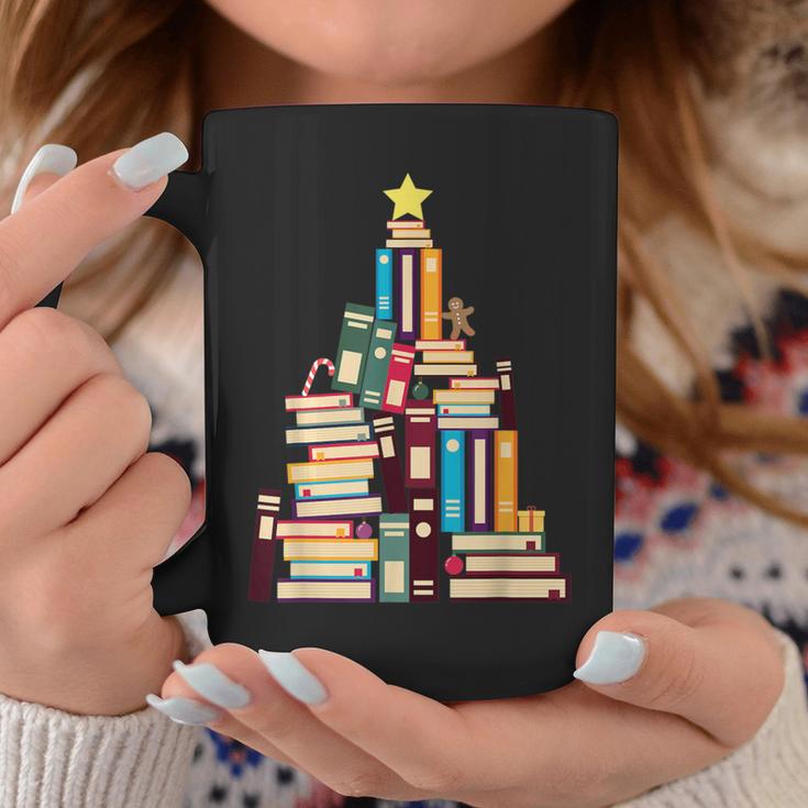 Booklovers Christmas Book Tree Graphic Print Coffee Mug Unique Gifts