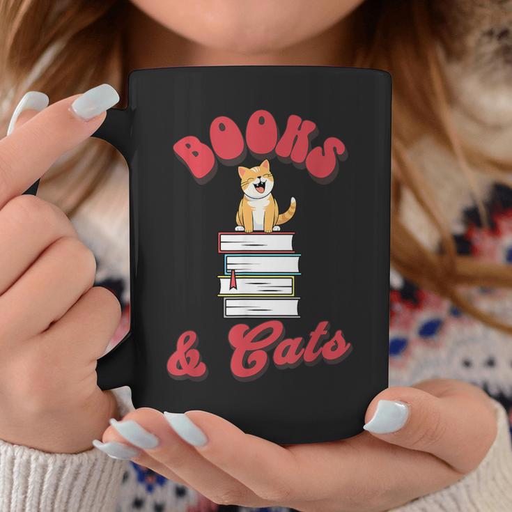 Books And Cats Book Lovers Cat Lovers Teacher Writer Graphic Print Coffee Mug Unique Gifts