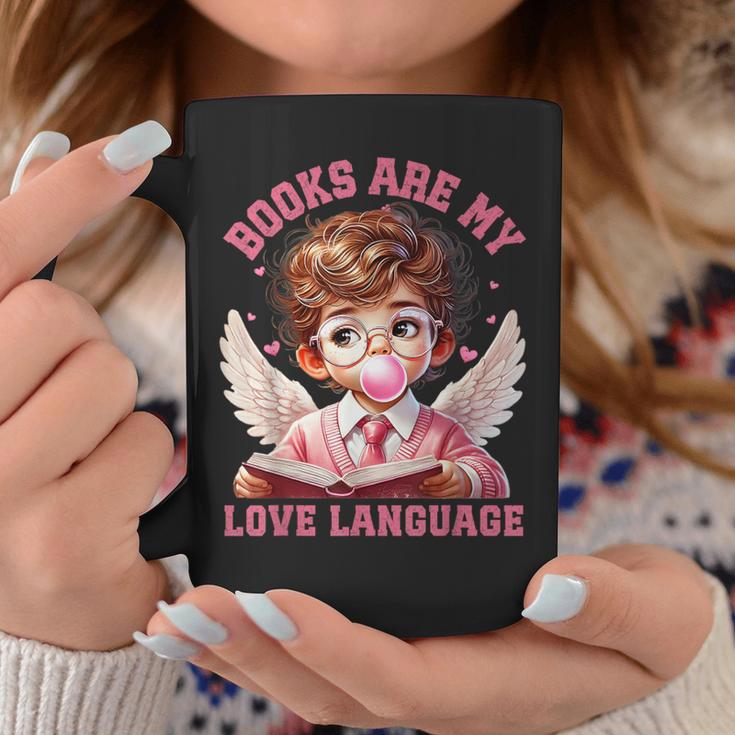 Books Are My Love Language Reading Lover I Valentines Cupid Graphic Print Coffee Mug Unique Gifts