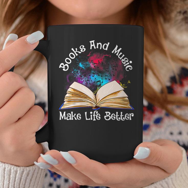 Books And Music Makes Life Better Fun Reading Motivation Graphic Print Coffee Mug Unique Gifts