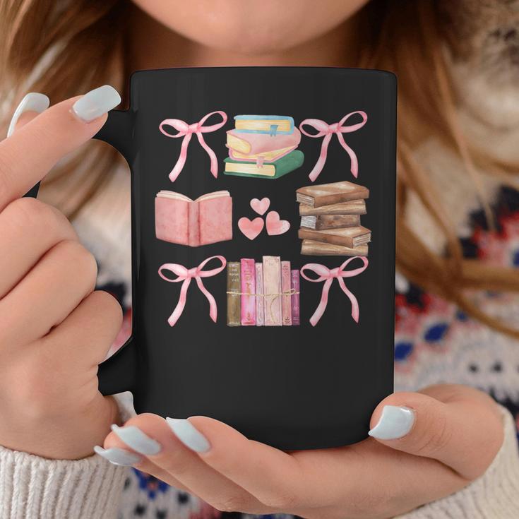 Books And Pink Bows Booktok Coquette Preppy Graphic Print Coffee Mug Unique Gifts