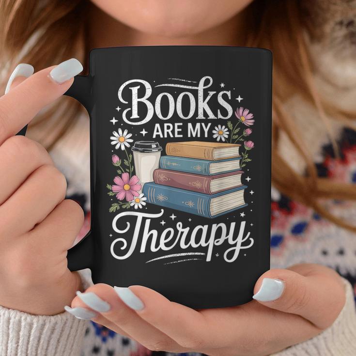 Books Are My Therapy Reading Lover Cozy Environment Graphic Print Coffee Mug Unique Gifts