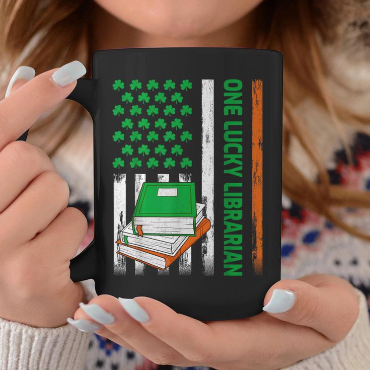 Books US American Flag One Lucky Librarian St Patrick's Day For Women Kids Men Graphic Print Coffee Mug Unique Gifts