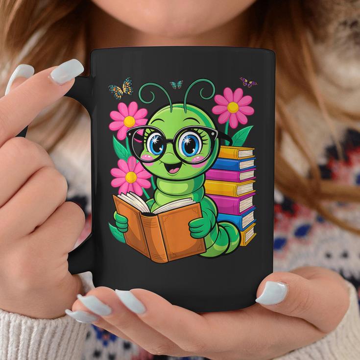 Bookworm Costume Kawaii Reading Worm For World Book Day Graphic Print Coffee Mug Unique Gifts