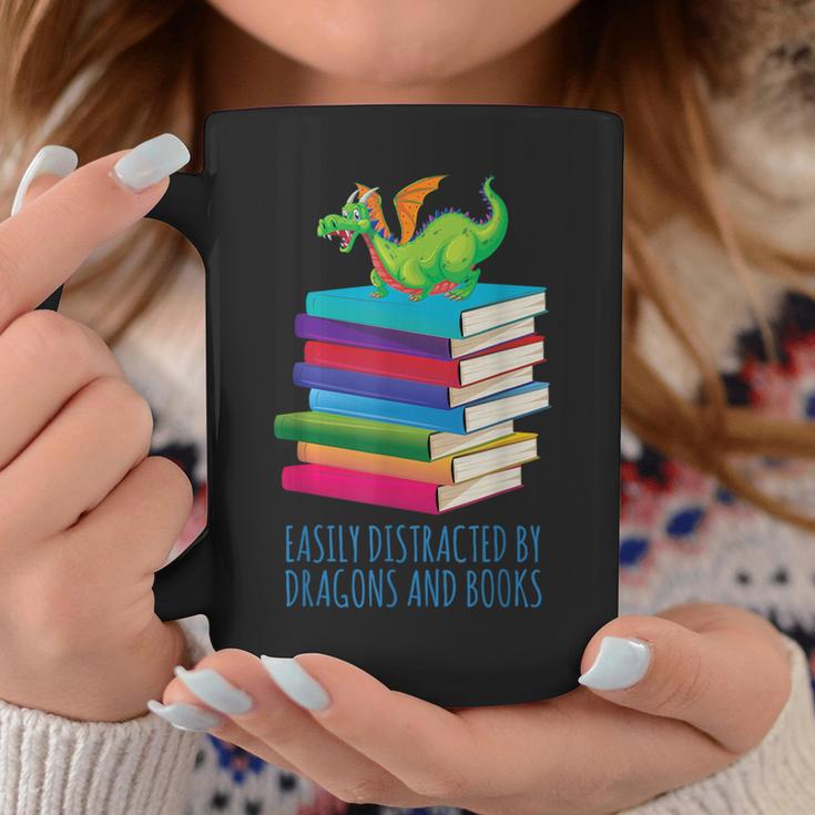 Bookworm Easily Distracted By Dragons And Books Reader Graphic Print Coffee Mug Unique Gifts