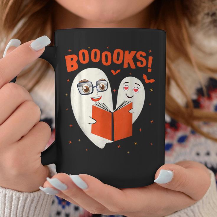 Booooks Boo Ghost Book Library Halloween Students Teachers Men Women Kids Graphic Print Coffee Mug Unique Gifts