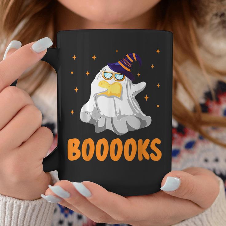 Booooks Funny Halloween Cute Ghost Book Reading Graphic Print Coffee Mug Unique Gifts