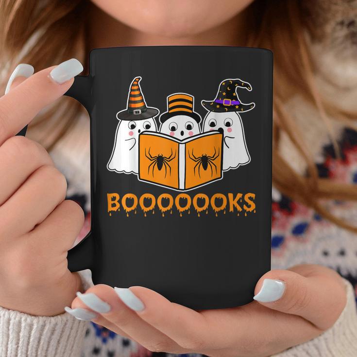 Booooks Ghost Boo Read Books Library Teacher Halloween Cute Graphic Print Coffee Mug Unique Gifts
