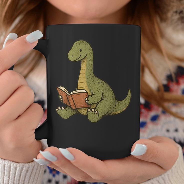 Brachiosaurus Dinosaur Reading Book Nerd Graphic Print Coffee Mug Unique Gifts