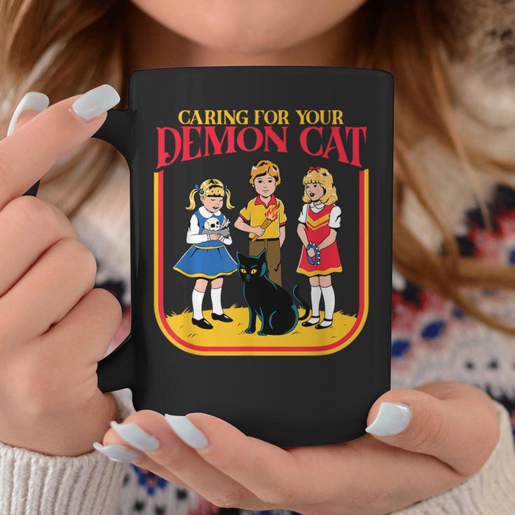 Caring For Your Evil Cat Retro Dark Humor Book Cover Graphic Print Coffee Mug Unique Gifts