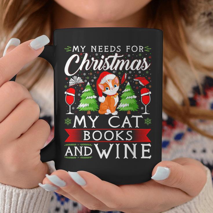 Cat Books Wine Lover Cute Cat Christmas Men Women Graphic Print Coffee Mug Unique Gifts