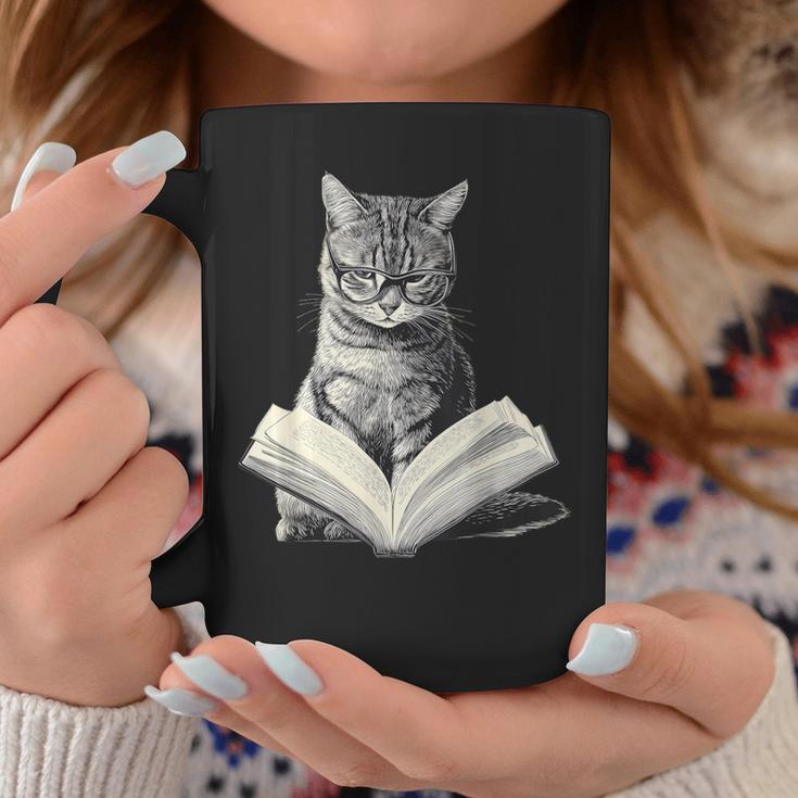 Cat Bookworm Reading Book Graphic Graphic Print Coffee Mug Unique Gifts