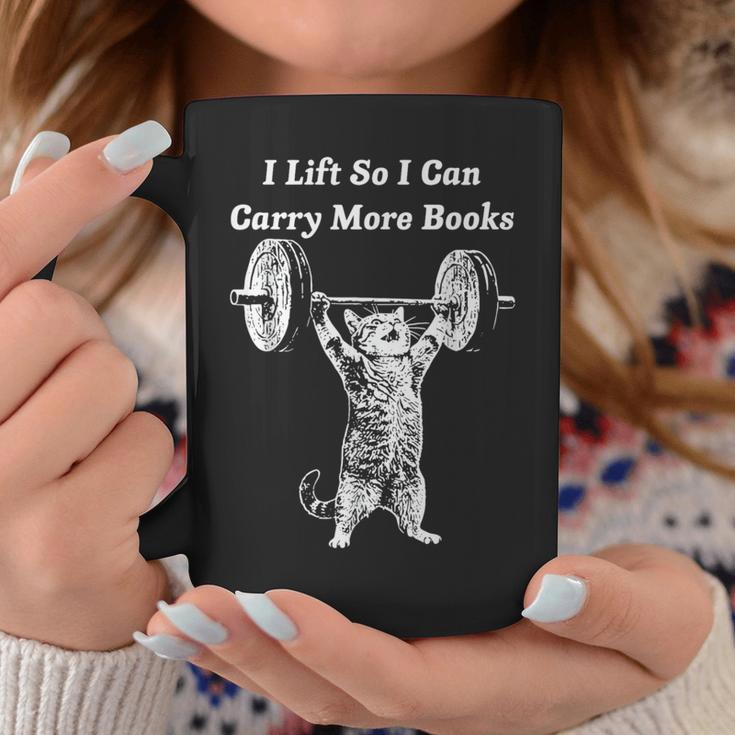 Cat I Lift So I Can Carry More Books Bookworm Gym Graphic Print Coffee Mug Unique Gifts