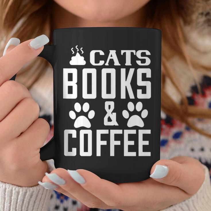 Cat Lover Cats Books And Coffee Graphic Print Coffee Mug Unique Gifts