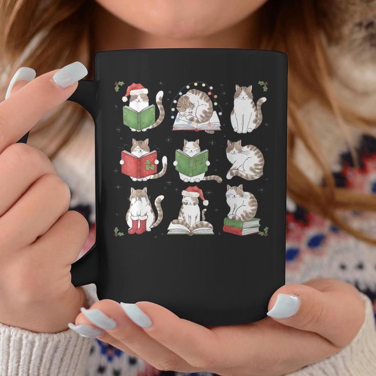 Cat Reading Book Funny Christmas Cat Book Lover Librarian Men Women Kids Graphic Print Coffee Mug Unique Gifts