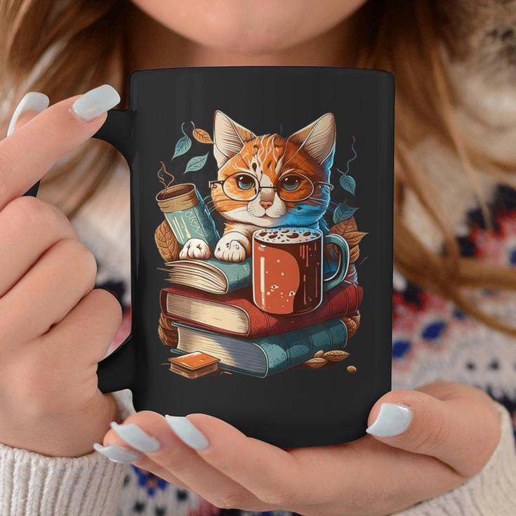 Cat Reading A Book Men Women Kids Graphic Print Coffee Mug Unique Gifts