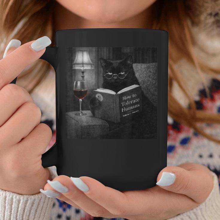 Cat Reading Book Retro Cat Photo Humor Graphic Print Coffee Mug Unique Gifts
