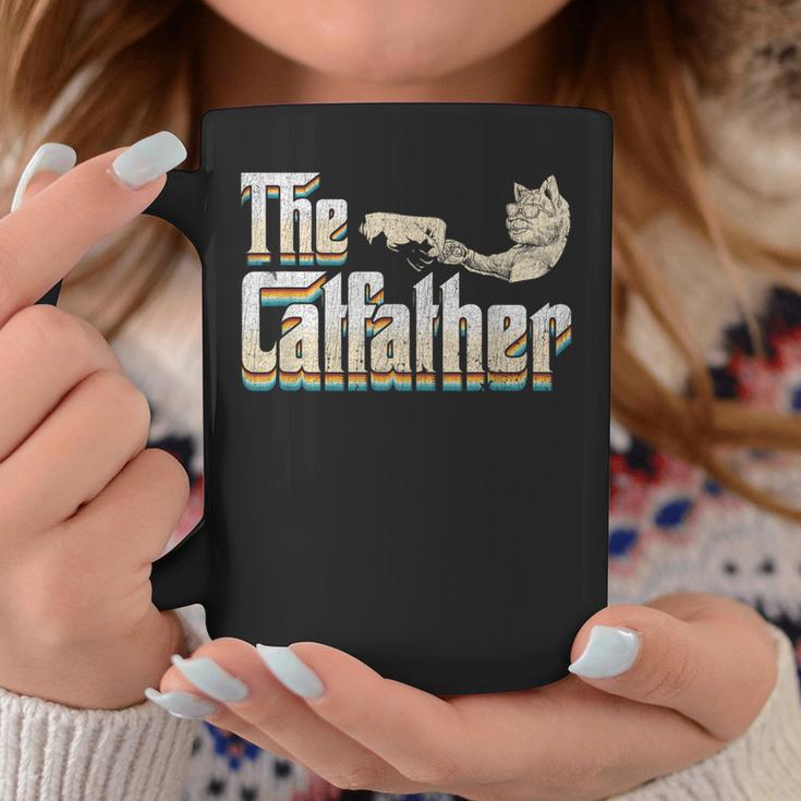 The Catfather 面白い猫 お父さん 父の日 ビンテージ 猫 父親 コーヒーマグ 面白い贈り物