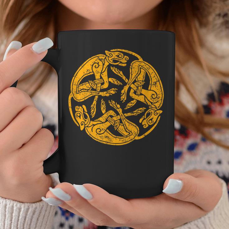 Celtic Book Of Kells Trinity Hounds Graphic Print Coffee Mug Unique Gifts