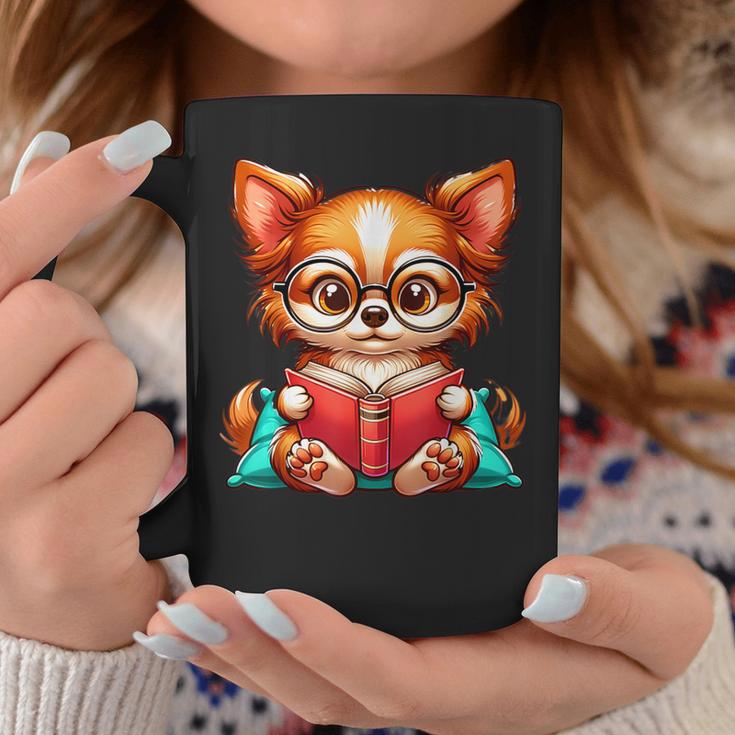 Chihuahua Reading a Book Dog Graphic Print Coffee Mug Unique Gifts