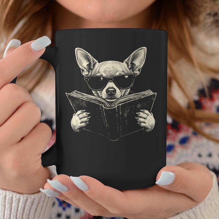 Chihuahua Reading Book Sunglasses Vintage Graphic Graphic Print Coffee Mug Unique Gifts