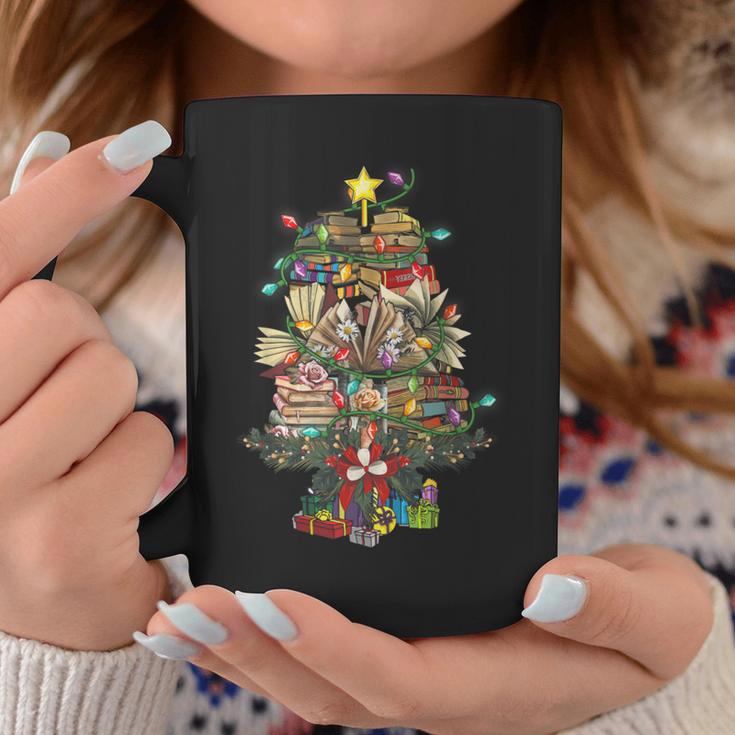 Christmas Tree Library Xmas Lights Tree Book Lover Librarian Graphic Print Coffee Mug Unique Gifts
