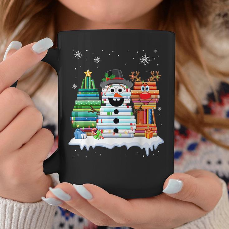 Christmas Tree Snowman Reindeer Book Stack Tee Librarian Graphic Print Coffee Mug Unique Gifts