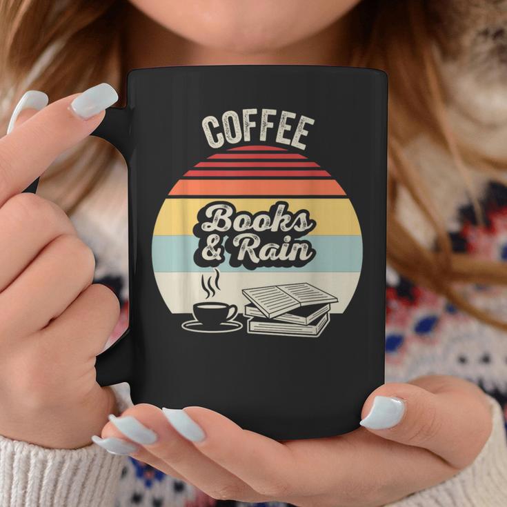 Coffee Books And Rain Reading Book Lover Retro Graphic Print Coffee Mug Unique Gifts