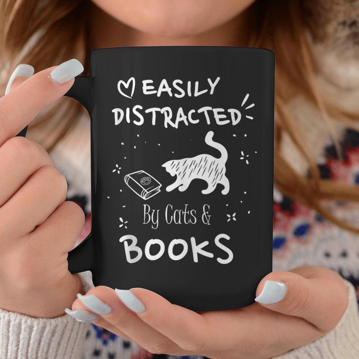 Coffee Cats And Books Ironic Kitty Literature Graphic Print Coffee Mug Unique Gifts