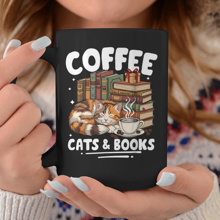 Coffee Cats And Books Cats And Reading Lovers Graphic Print Coffee Mug Unique Gifts