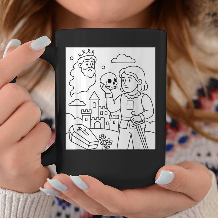 Coloring Book Hamlet Ghost Yorick Castle Shakespeare Play Graphic Print Coffee Mug Unique Gifts