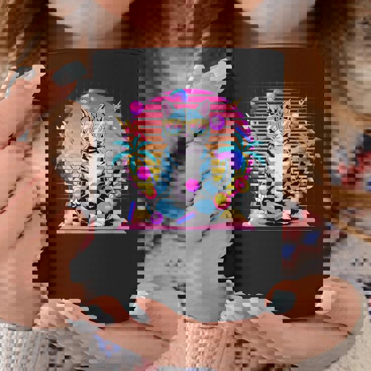 Cool Cat 瞑想 ヴェイパーウェーブ 80年代 レトロ シンセウェーブ コーヒーマグ 面白い贈り物