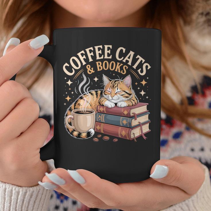 Cozy Reading Cat Coffee And Books Lover Artwork Graphic Print Coffee Mug Unique Gifts