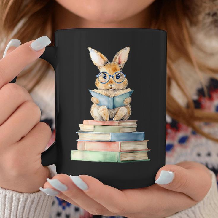 Cute Bunny Reading Book Back To School Easter Graphic Print Coffee Mug Unique Gifts