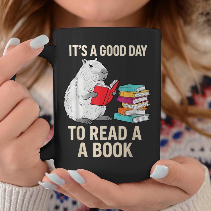 Cute Capybara It's a Good Day To Read a Book World Book Day Graphic Print Coffee Mug Unique Gifts