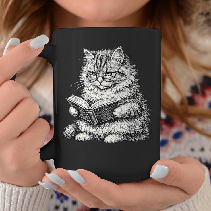 Cute Cat Reading Book Adorable Cats Books Lover Graphic Print Coffee Mug Unique Gifts