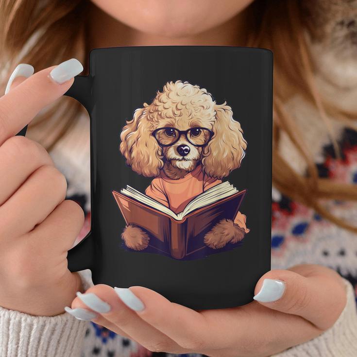 Cute Dog Poodle Reading Book Graphic Print Coffee Mug Unique Gifts