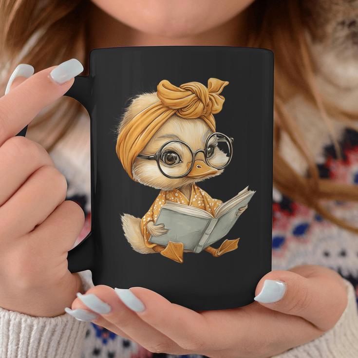 Cute Duckling Reading Book With Graphic Print Coffee Mug Unique Gifts