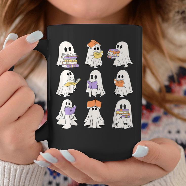 Cute Ghost Reading Books Teacher Halloween Reading Men Women Kids Graphic Print Coffee Mug Unique Gifts