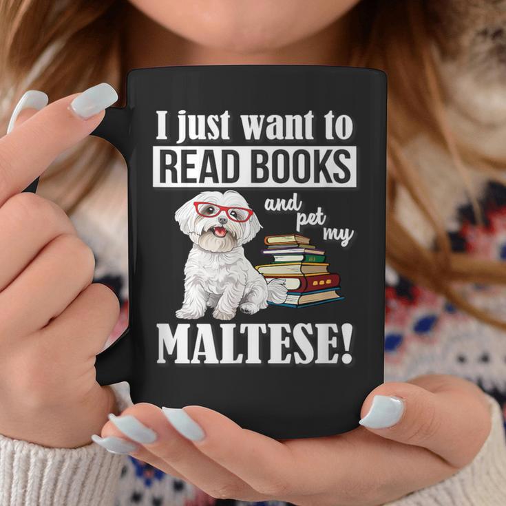 Cute Glasses Read Books & Pet My Maltese Lover Graphic Print Coffee Mug Unique Gifts