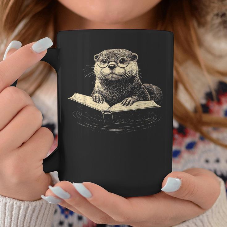 Cute Otter Wearing Glasses Reading Book Librarian Teacher Graphic Print Coffee Mug Unique Gifts Cute Otter Wearing Glasses Reading Book Librarian Teacher Graphic Print Coffee Mug Unique Gifts