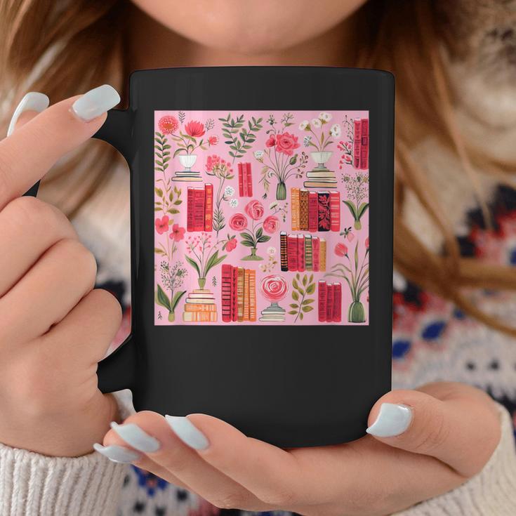 Cute Pink Book Pattern Book Lover Graphic Print Coffee Mug Unique Gifts