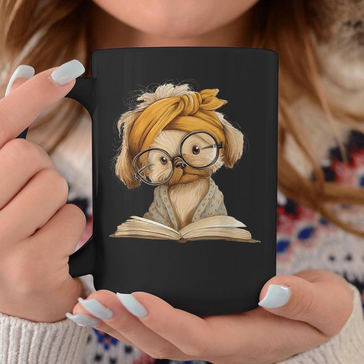 Cute Puppy Reading Dog Book Lover Animal Graphic Small Open Graphic Print Coffee Mug Unique Gifts