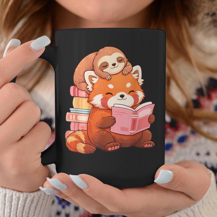 Cute Red Panda Reading Book Sloth Kawaii Animal Graphic Print Coffee Mug Unique Gifts Cute Red Panda Reading Book Sloth Kawaii Animal Graphic Print Coffee Mug Unique Gifts