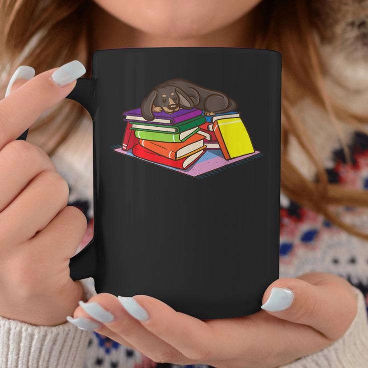 Dachshund Book Reading Lovers Bookworm Girls Teachers Graphic Print Coffee Mug Unique Gifts