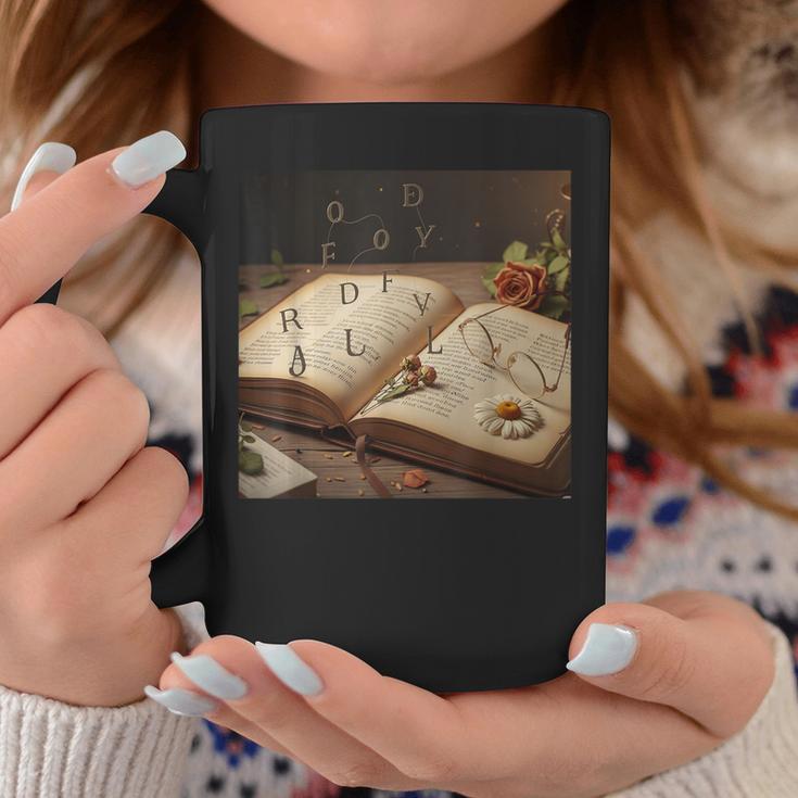 Dark Academia Vintage Book And Floating Letters Graphic Graphic Print Coffee Mug Unique Gifts