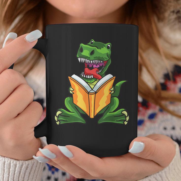 Dino Read Book Shirt Dinosaurs Reading Rex Cute Tee Graphic Print Coffee Mug Unique Gifts